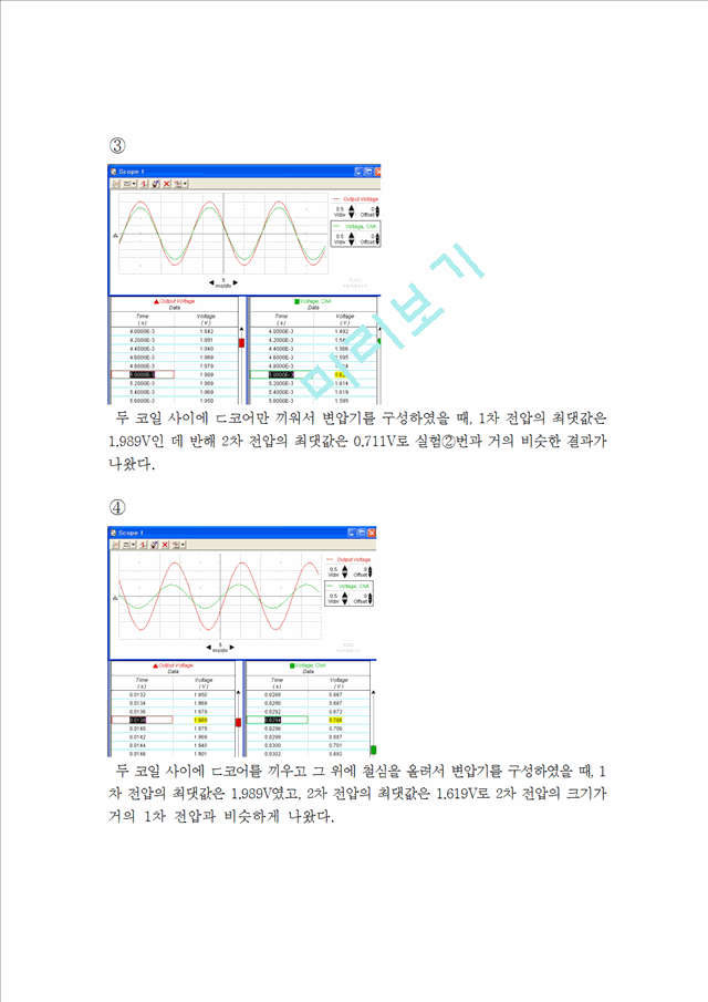 [물리학실험 레포트 보고서] 물리결과 전자기 유도.hwp